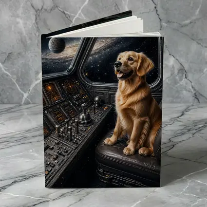 Golden Retriever Pilot In Space Cockpit