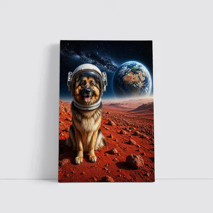German Shepherd Astronaut on Mars Surface
