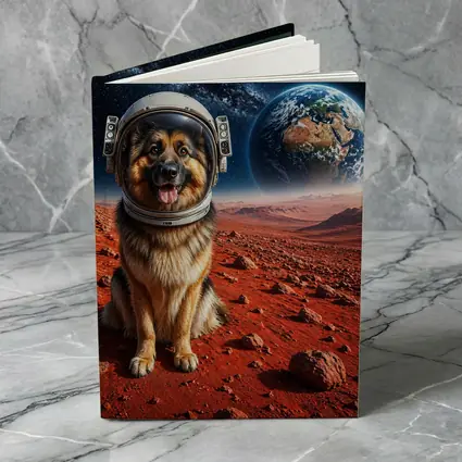 German Shepherd Astronaut on Mars Surface