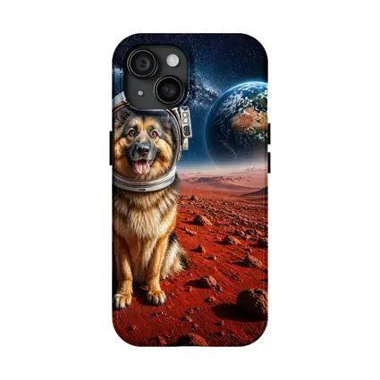 German Shepherd Astronaut on Mars Surface