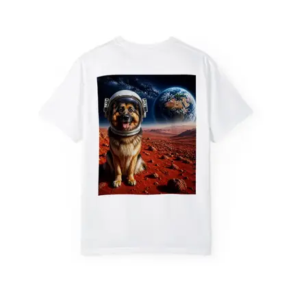 German Shepherd Astronaut on Mars Surface