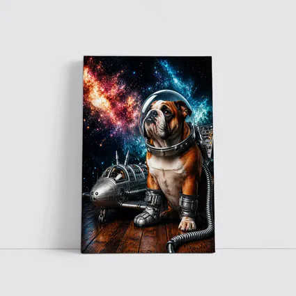 English Bulldog Astronaut Space Galaxy Art
