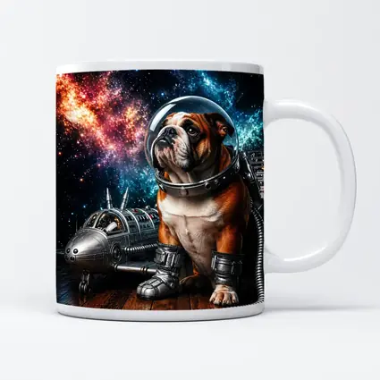 English Bulldog Astronaut Space Galaxy Art