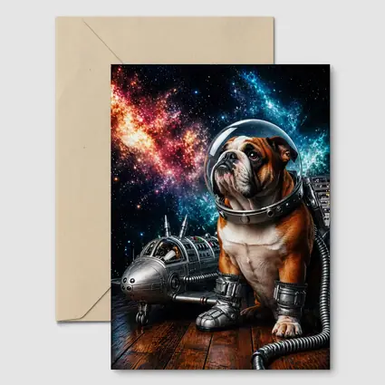 English Bulldog Astronaut Space Galaxy Art