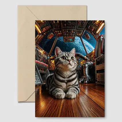 American Shorthair Cat Space Station Cockpit