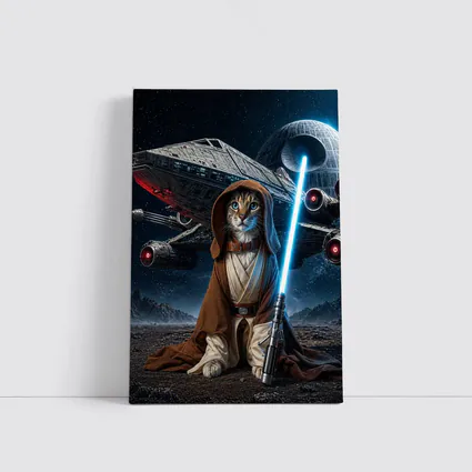 Jedi Cat Warrior With Lightsaber Space Background