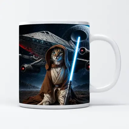 Jedi Cat Warrior With Lightsaber Space Background