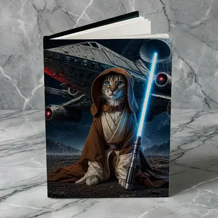 Jedi Cat Warrior With Lightsaber Space Background