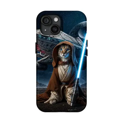 Jedi Cat Warrior With Lightsaber Space Background