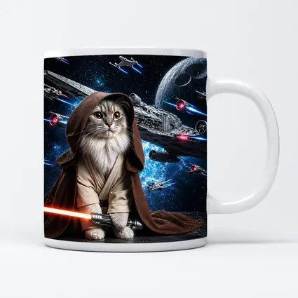 Jedi Cat With Lightsaber In Space