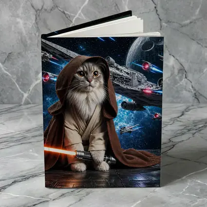 Jedi Cat With Lightsaber In Space