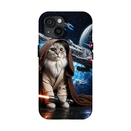 Jedi Cat With Lightsaber In Space