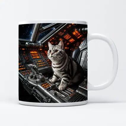 American Shorthair Cat Spaceship Cockpit Stars