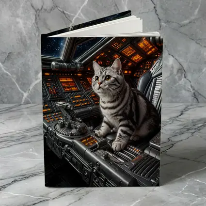 American Shorthair Cat Spaceship Cockpit Stars