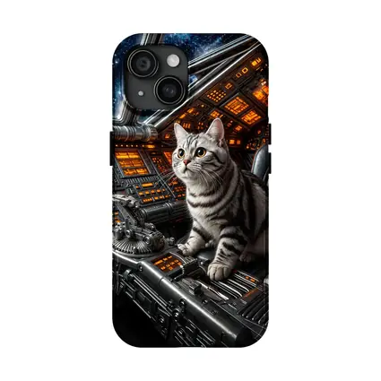 American Shorthair Cat Spaceship Cockpit Stars