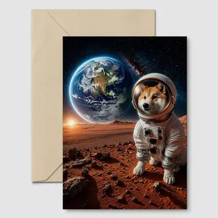 Shiba Inu Astronaut on Mars Space
