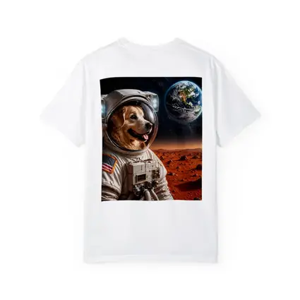 Golden Retriever Astronaut On Mars Surface