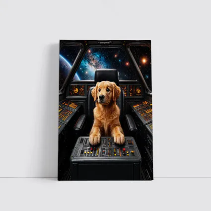 Golden Retriever Puppy Piloting Space Starship
