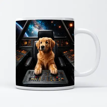 Golden Retriever Puppy Piloting Space Starship
