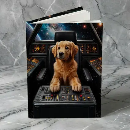 Golden Retriever Puppy Piloting Space Starship