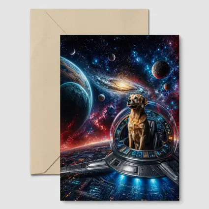Labrador Dog Pilot Spaceship Galaxy Universe