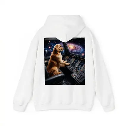 Golden Retriever Pilot Flying Through Galaxy