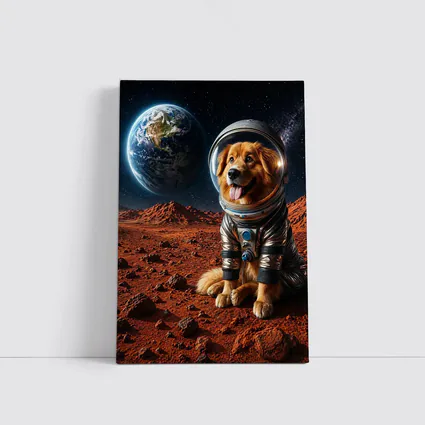 Golden Retriever Astronaut Dog On Mars