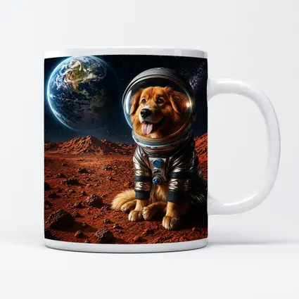 Golden Retriever Astronaut Dog On Mars