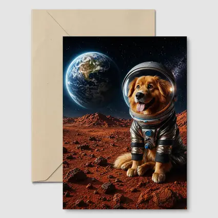 Golden Retriever Astronaut Dog On Mars