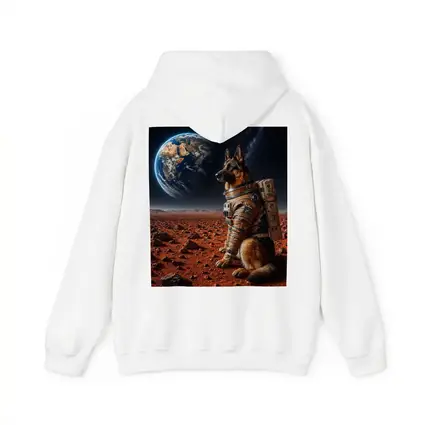German Shepherd Astronaut on Mars Earth View