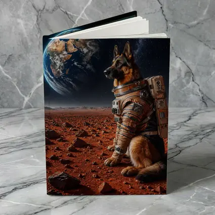 German Shepherd Astronaut on Mars Earth View