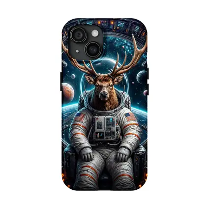 Deer Astronaut Sitting in Space Station