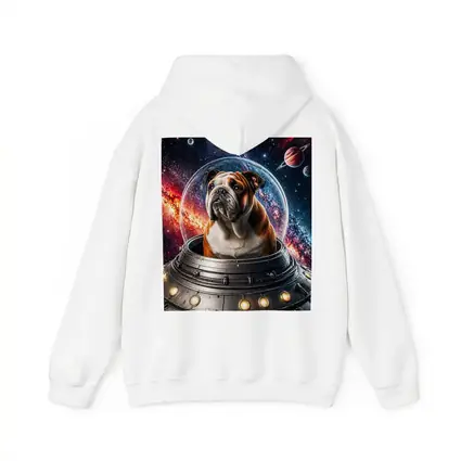English Bulldog Astronaut Flying Through Galaxy