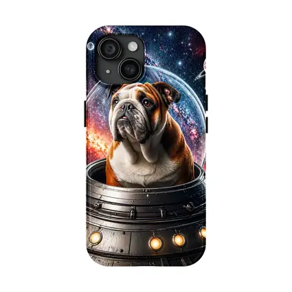 English Bulldog Astronaut Flying Through Galaxy