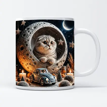 Scottish Fold Cat Moon Night Stars Scene