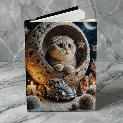 Scottish Fold Cat Moon Night Stars Scene