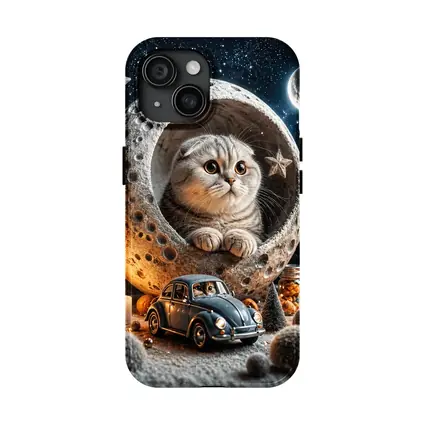 Scottish Fold Cat Moon Night Stars Scene