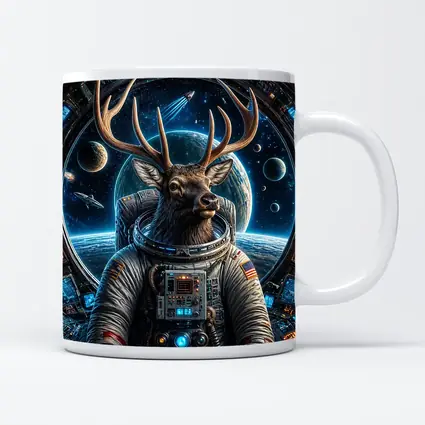 Deer Astronaut Space Station Universe Art