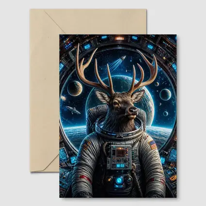 Deer Astronaut Space Station Universe Art