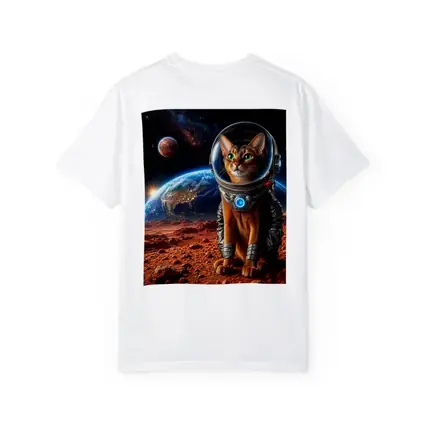 Abyssinian Cat Astronaut on Mars Surface