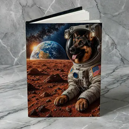 German Shepherd Astronaut On Mars Space