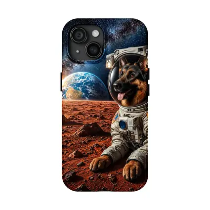 German Shepherd Astronaut On Mars Space