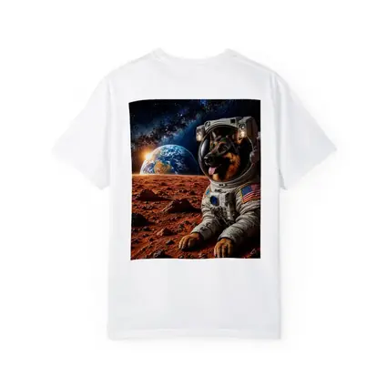 German Shepherd Astronaut On Mars Space