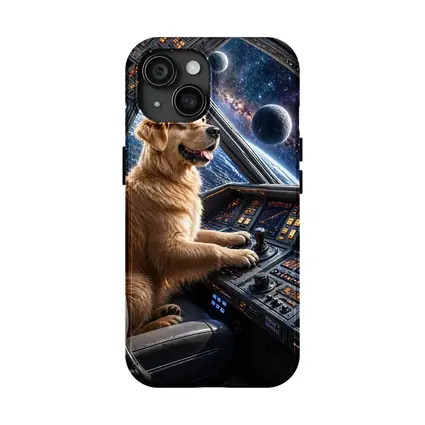 Golden Retriever Pilot Spaceship Galaxy View