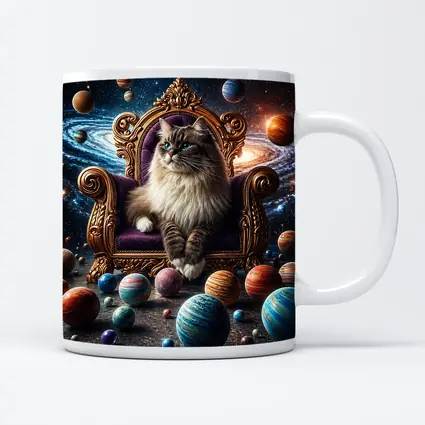 Ragdoll Cat Seated On Cosmic Galaxy Throne