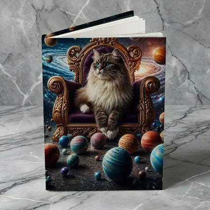 Ragdoll Cat Seated On Cosmic Galaxy Throne