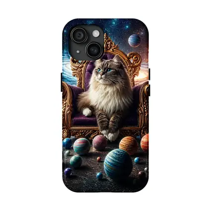 Ragdoll Cat Seated On Cosmic Galaxy Throne
