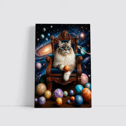 Ragdoll Cat Seated on Throne Galaxy Space