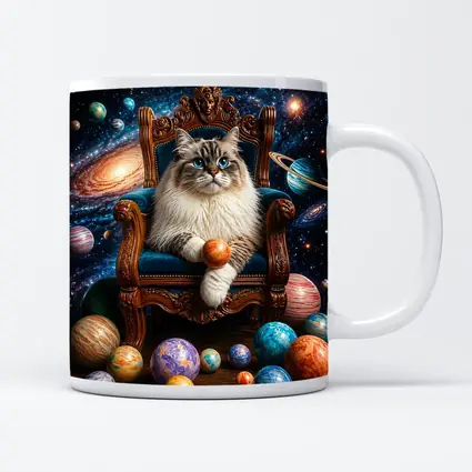 Ragdoll Cat Seated on Throne Galaxy Space