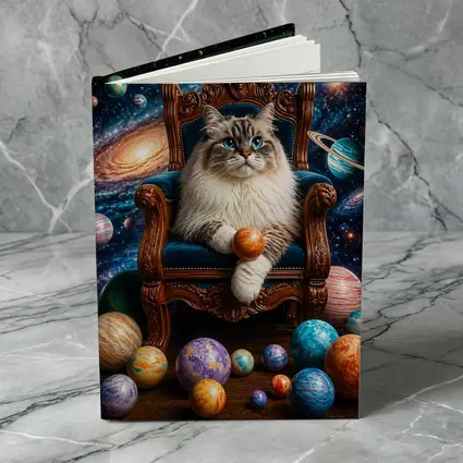 Ragdoll Cat Seated on Throne Galaxy Space
